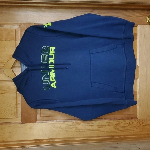 Under Armour‎ Loose Vibrant Logo Blue & Yellow Sz. S/P Hoodie with Pockets - Picture 7 of 10